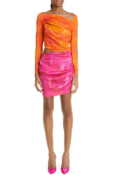 Ahluwalia Femi Draped Cut-out Mini Dress In Orange