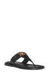 Versace Black Open Square Toe Sandals In Black  Gold