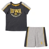 Colosseum Infant Boys And Girls  Black, Heather Gray Iowa Hawkeyes Norman T-shirt And Shorts Set In Black