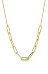 ZOË CHICCO PAPERCLIP LINK STATION NECKLACE WITH PRONG DIAMOND