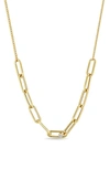 Zoë Chicco 14k Yellow Gold Prong Diamonds Diamond Solitaire Paperclip Link Statement Necklace, 16-18 In 14k Yellow Gold