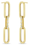 ZOË CHICCO LARGE PAPERCLIP CHAIN WITH BAGUETTE DIAMOND LINK DROP EARRINGS