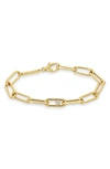 ZOË CHICCO LARGE PAPERCLIP CHAIN BRACELET WITH PRONG DIAMOND