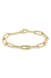 Zoë Chicco Large Paperclip Chain Bracelet With Prong Diamond In 14k Yellow Gold