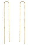 ZOË CHICCO SQUARE BEAD CHAIN DROP THREADER EARRINGS