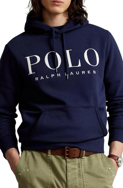 Polo Ralph Lauren Logo-print Drawstring Hoodie In Blue