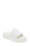 Ganni Sporty Platform Slide Sandal In Egret