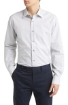 David Donahue Trim Fit Dress Shirt In White Gray