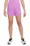 Nike One Big Kids' (girls') Dri-fit High-waisted Woven Training Shorts In Rush Fuchsia/ White
