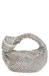 Bottega Veneta Mini Jodie Leather & Crystal Bag In 8924 Optic White-cry/ Ch-s
