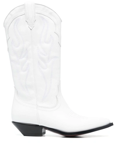 Sonora Santa Fe Leather Western Boots In Blanco