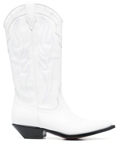 Sonora Santa Fe Leather Cowboy Boots In White