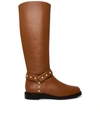 Stuart Weitzman Leather Pearl Moto Boots In Brown