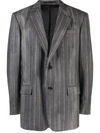 Versace Pastel Pinstripe Wool Blazer In Black