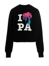 Palm Angels I Love Pa Cropped Printed Cotton-jersey Sweatshirt In Black