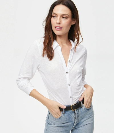 Michael Stars Ayla Button Down Knit Shirt In White