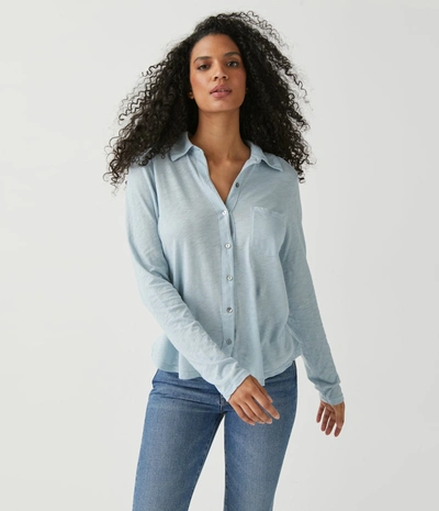 Michael Stars Ayla Button Down Knit Shirt In Harbor