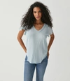 Shop Michael Stars Tate Mixed Fabric Tee In Harbor