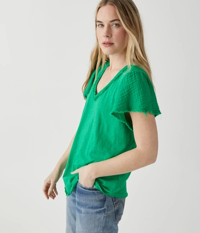 Michael Stars Tate Fabric Mixed Tee In Field