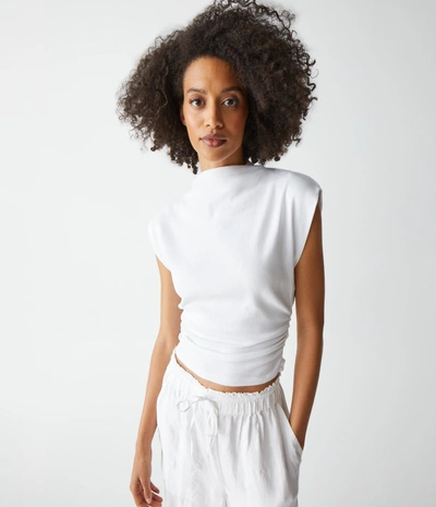 MICHAEL STARS AMARA RIBBED POWER SHOULDER TEE