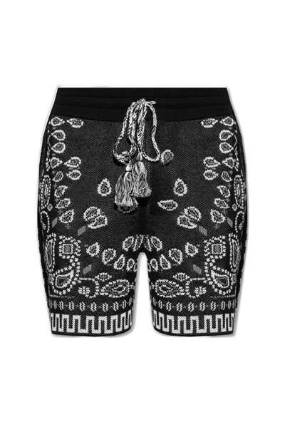 Alanui Cotton Piquet Bandana Shorts Black - Mul