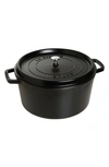 Staub 13.25-quart Cast Iron Round Cocotte In Matte Black