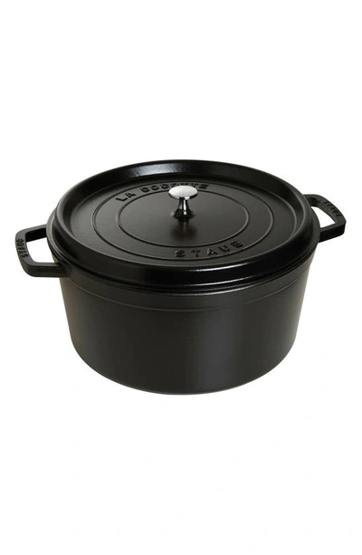 Staub 13.25-quart Cast Iron Round Cocotte In Matte Black