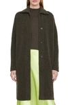 Vince Collared Cardigan Coat In H Black Leaf
