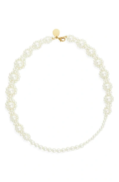 Simone Rocha Daisy Gold-tone Faux Pearl Necklace In White