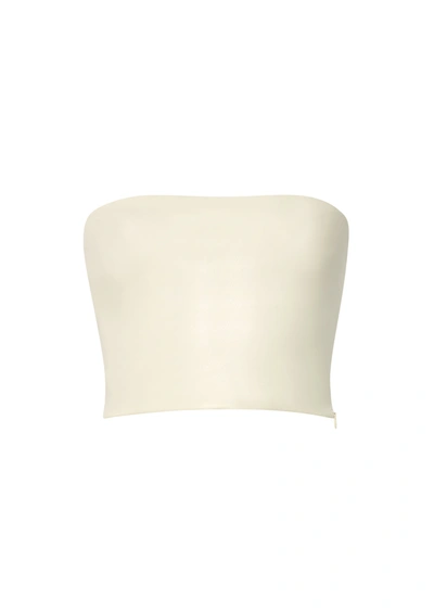 Lapointe Stretch Faux Leather Tube Top In Cream