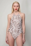 Ganni Recycled Printed Tieband Swimsuit