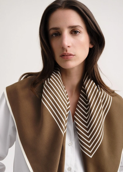 Totême Centered Monogram Silk Scarf Mocha/vanilla | ModeSens