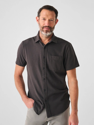 Faherty Short-sleeve Sunwashed Knit Shirt (single Pocket) In Washed Black