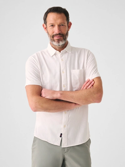 Faherty Short-sleeve Sunwashed Knit Shirt (single Pocket) In White