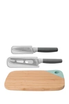 Berghoff Leo 3-piece Cutting Board And Knife Set In Green, Grey