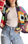 Saachi Crochet Cotton Jacket In White Multi