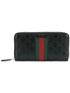 GUCCI SIGNATURE WEB ZIP-AROUND WALLET,459138CWCLN11983559