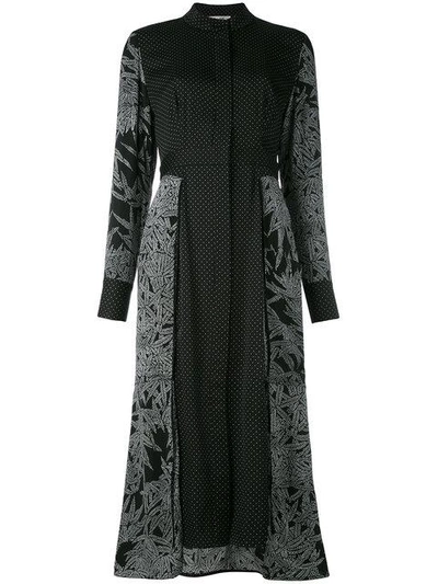 Diane Von Furstenberg Polka-dot And Leaf-print Stretch-silk Dress In Black