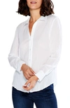 Nic + Zoe Crinkle Button-up Cotton Shirt In Paper White