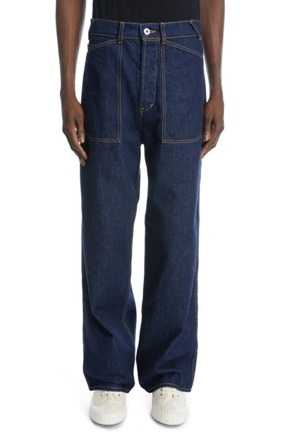Kenzo Rinse Sailor Loose Jeans In Rinse Blue