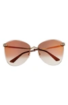 Cartier 63mm Gradient Oversize Geometric Sunglasses In Brown Gradient