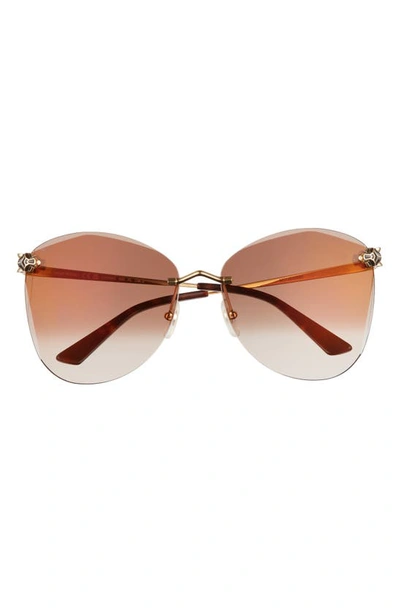 Cartier 63mm Gradient Oversize Geometric Sunglasses In 002 Smooth Golden