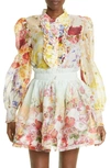 Zimmermann Floral-print Linen And Silk-blend Organza Top In Spliced Multi Floral