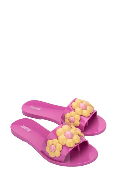 Melissa Babe Spring Slide Sandal In Lilac/yellow