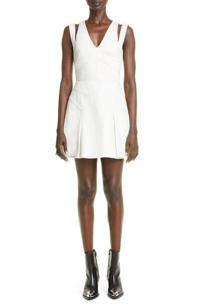 Alexander Mcqueen Women's V-neck Cut-out Denim Dress In Ivory