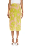 Dries Van Noten Sarean Pleated Georgette Midi Skirt In Yellow