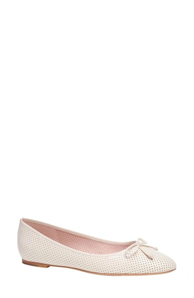 Kate Spade Veronica Bow Perforated Ballerina Flats In Parchment.