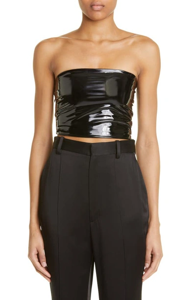 Lapointe Faux Patent Leather Tube Top In Black