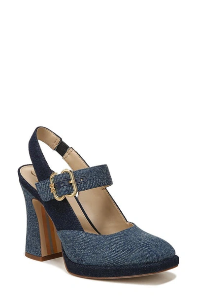 Sam Edelman Jildie Platform Slingback Sandal In Montrose Blue/ Indigo Blue