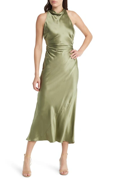Reformation Womens Artichoke Casette Cowl-neck Silk Midi Dress In Green